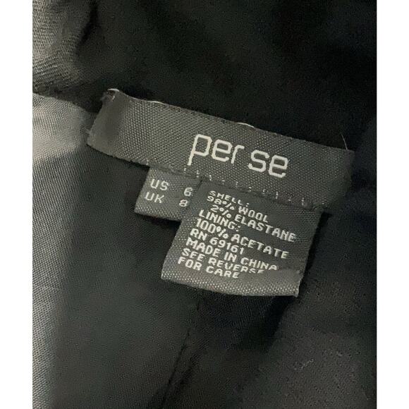 Per Se Coat Black Wool Blend Gold Metal Chain Trim 6 - Picture 2 of 3